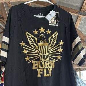 Born Fly Black and Gold Graphic T-Shirt